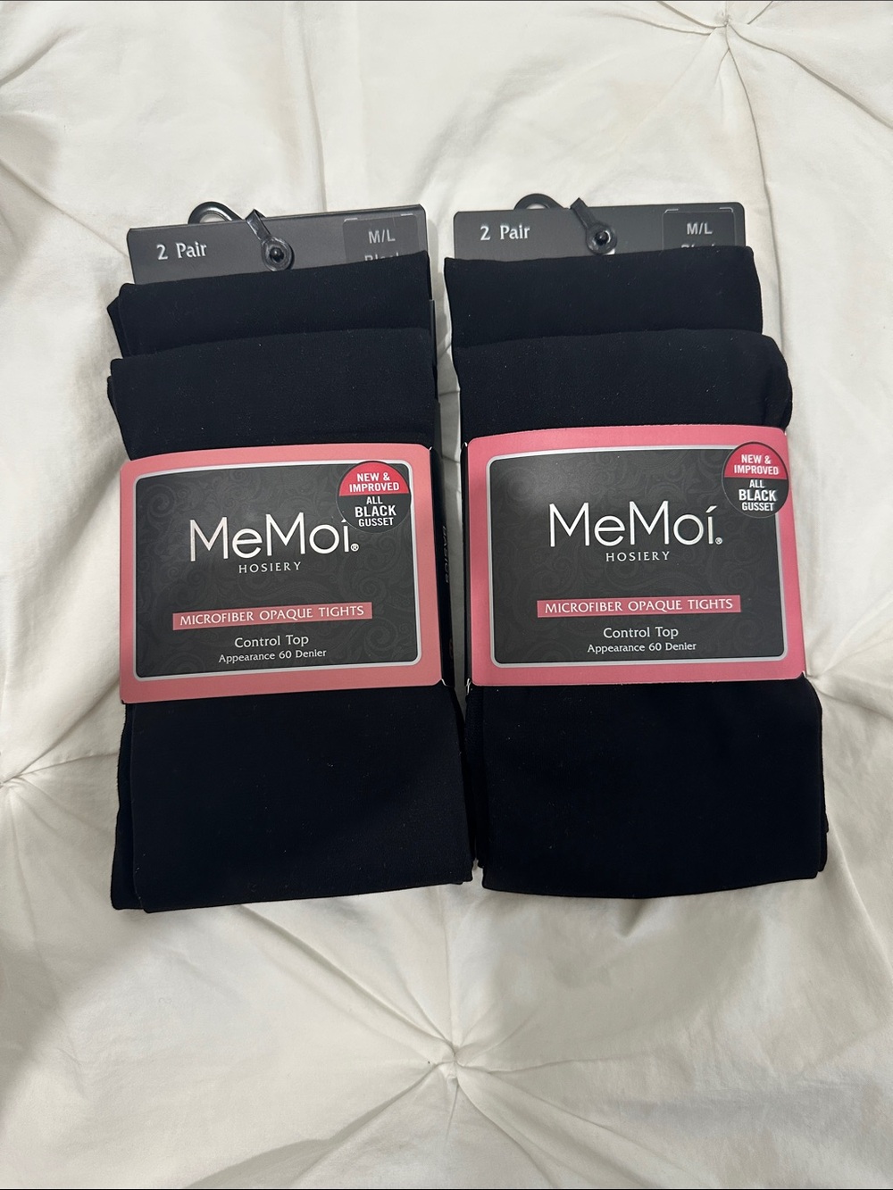 Black Microfiber Opaque Tights - 2 Pair